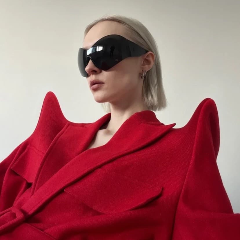 Aura dez metros máscara estilo futuro sentido conjunto forma côncava óculos de sol pretos ins influenciador moda foto óc