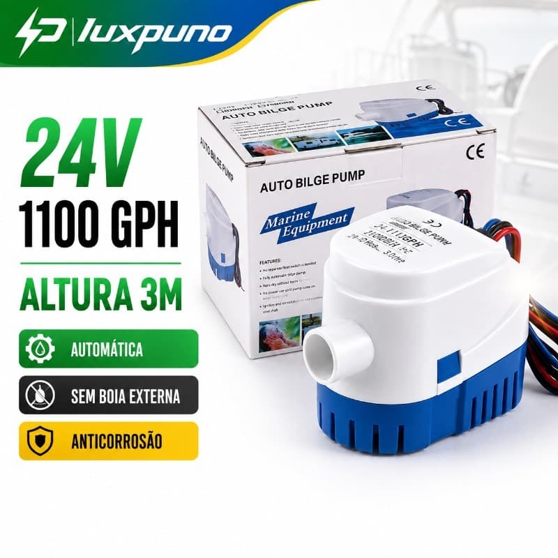 1 PCS Novo 1100GPH 24V Bomba Submersível Automática De Porão Água De Para Barcos Marítimos Branco & Azul
