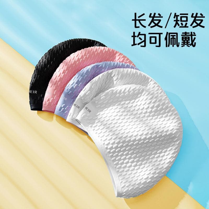 Touca de natação feminina de Silicone com gota de água, touca de natação Extra grande com bolhas, Super elástica, à prov