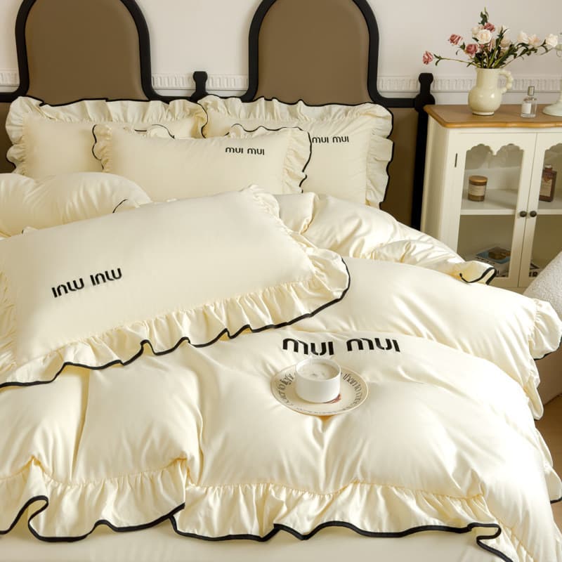Novo estilo princesa francesa conjunto de quatro peças lavado algodão renda colcha capa menina coração duplo cama grupo