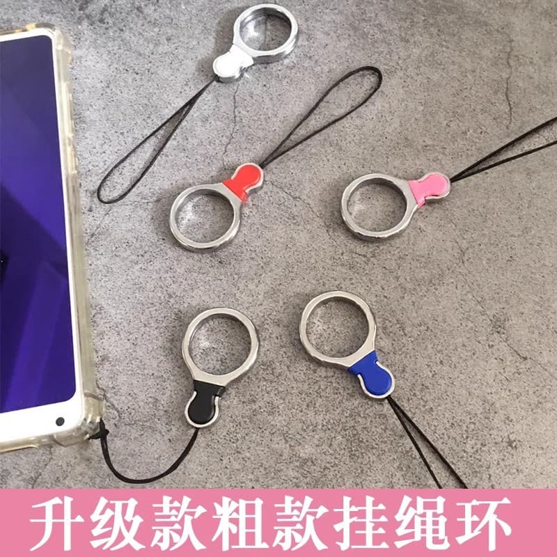 [Versão vendida] Anel de dedo anti-derramamento Cordão curto Anel de telefone móvel Fivela Cordão Pingente Curto Criativ