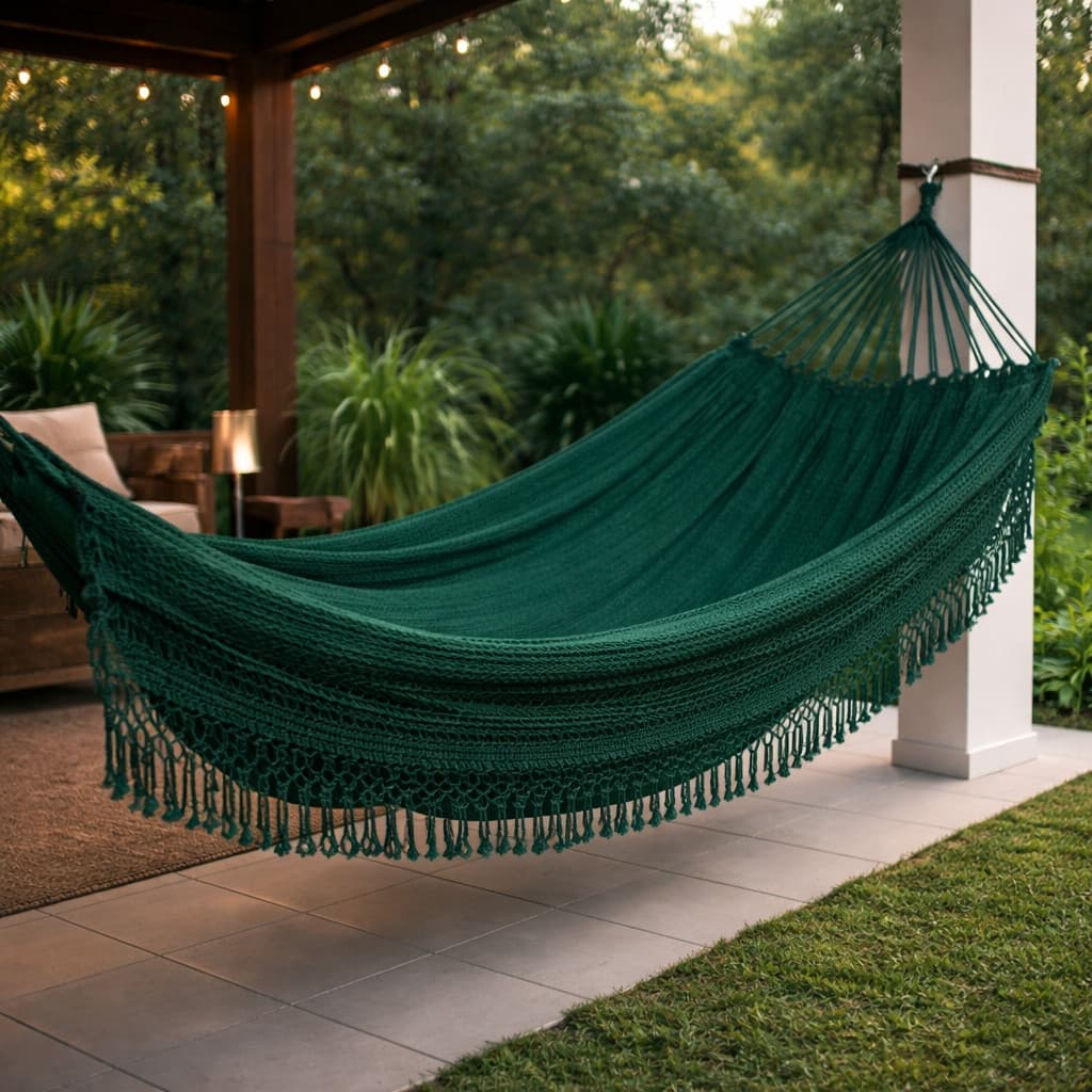 Rede De Dormir Casal Descanso 4Metros Grande Reforçada Jeans Mesclada Franja Algodão  Envio Imediato