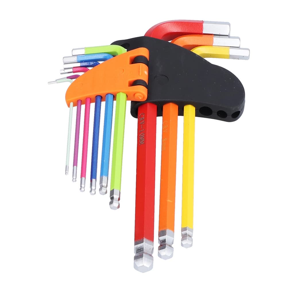 9 Unidades Chave Sextavada Extremidade Esférica Colorida Kit De Conjunto De Ferramentas De Metal De Braço Longo Para Rep