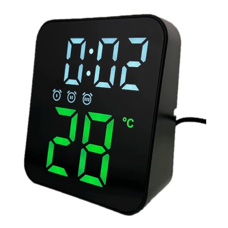 Relógio Digital Led Temperatura Alarmes Usb Mesa E Parede Quadrado
