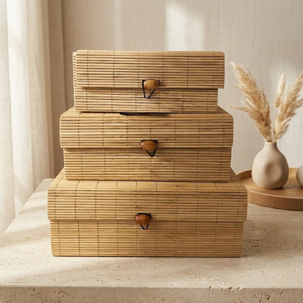 Caixa Organizadora de Bambu Mundiart 15cm 18cm 21cm