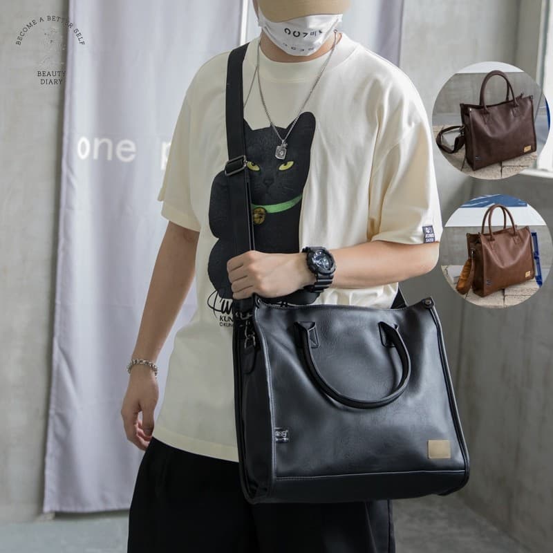 Elegante Masculino Couro Do Plutônio Olhar Trabalho Sacola Multi-Bolso Portátil Maleta Casual Crossbody Bolsa De Ombro P