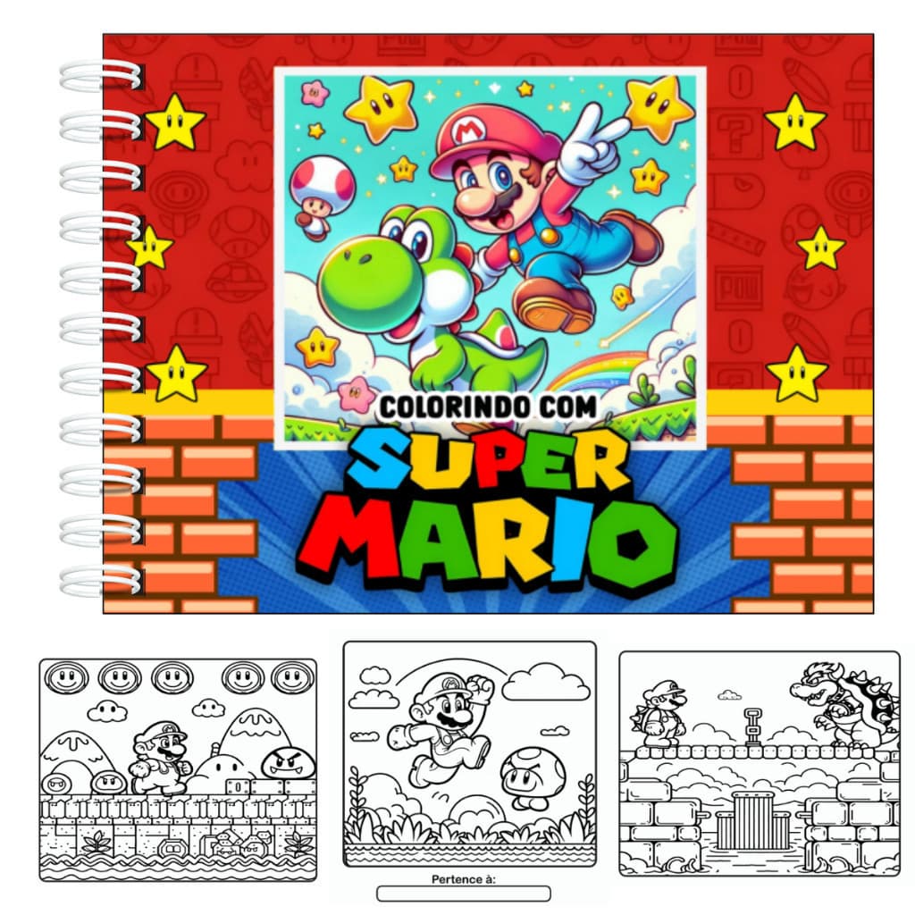 Livro de Colorir SUPER MARIO Capa Dura HOLOGRAFICA 50 Folhas  ENVIO 24H
