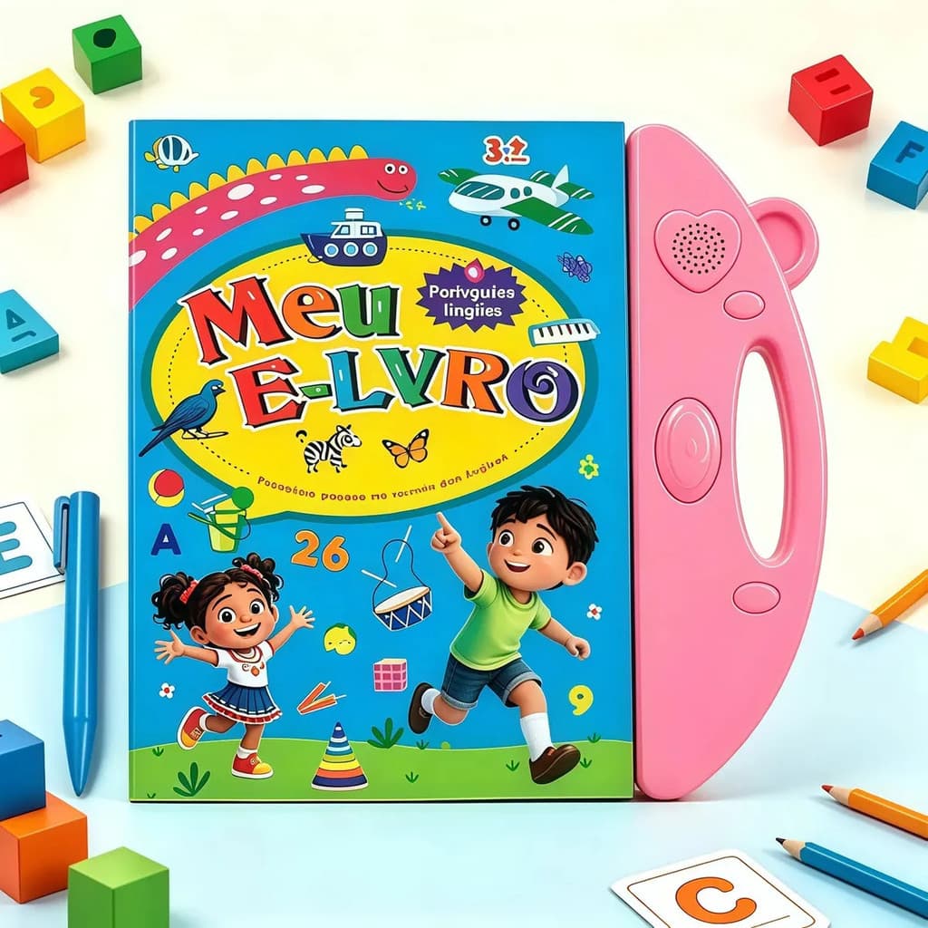Livro Bilíngue Com Caneta Sonoro Educativo 3+ Anos Rosa