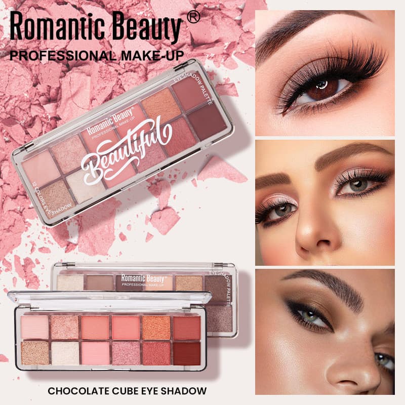 Paleta de sombras esfumadas com brilho duradouro, cores de sombras foscas variadas, à prova d'água, 12 cores de sombras