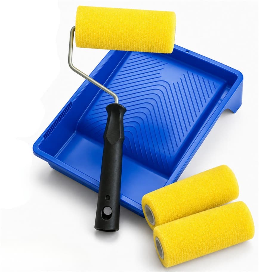 Kit Rolo de Espuma 10 Cm com Bandeja e 2 Refis para Pintura.