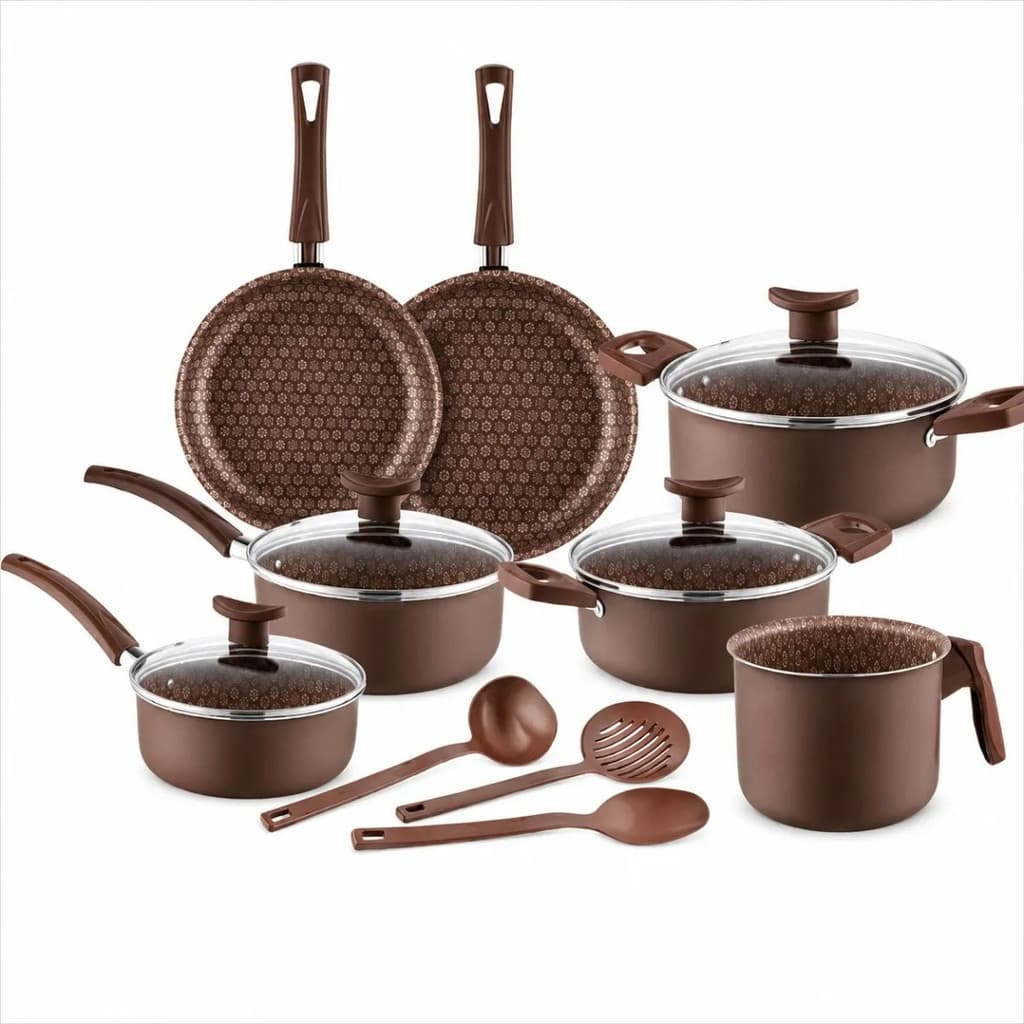 Jogo Panelas D'italia 7 Panelas + 3 Utensílios + Avental Impermeável de Brinde