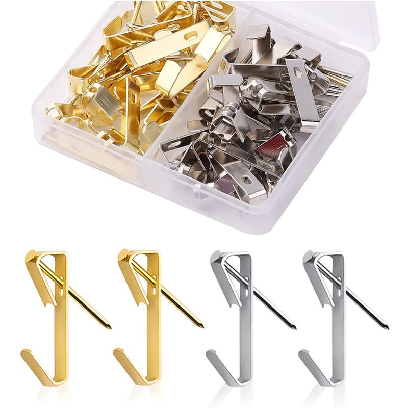 Conjunto de 20 ganchos para quadros em caixa, bicolor, 30lb, acessórios de metal para pendurar quadros sem deixar marcas