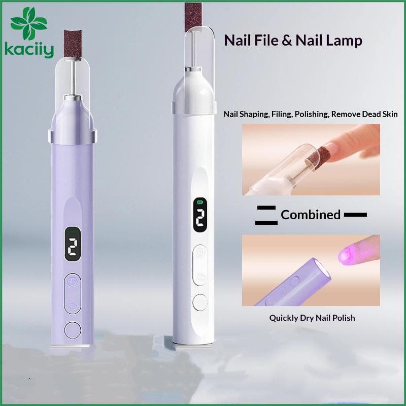 Conjunto De Lixas De Unhas Elétricas Sem Fio USB 2 Em 1 Com Luz De Lâmpada UV Para Ferramentas De Polimento De Manicure