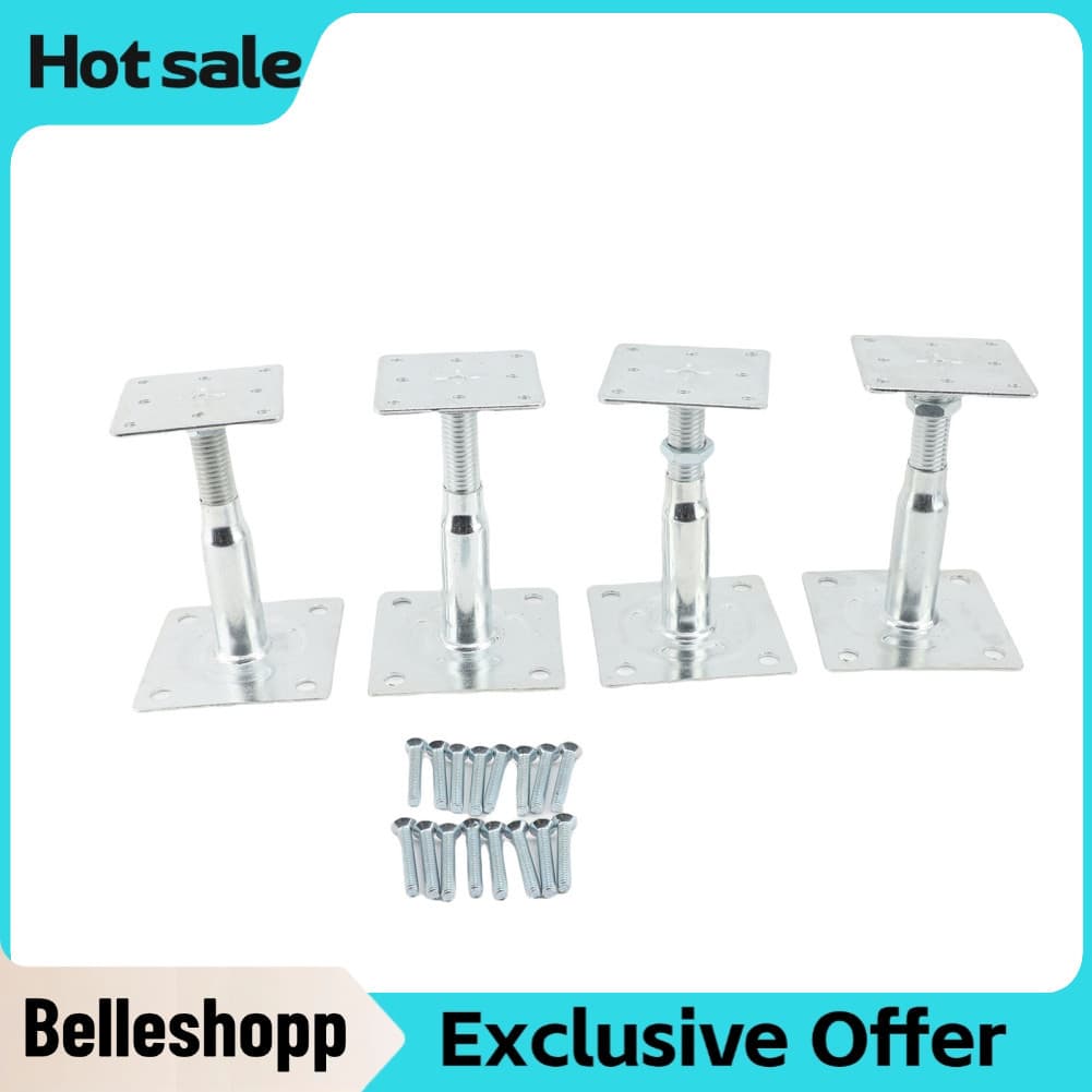 Belleshopp-br Suporte de poste, 4 pacotes, 10-15cm, suporte de aço galvanizado ajustável com 16 parafusos para varanda,