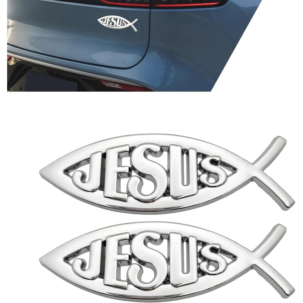 Adesivos De Jesus , Decalque De Símbolo De Peixe Cristão Para Carro , Decoração De Etiqueta 3D , Porta-Malas De Pára-Cho