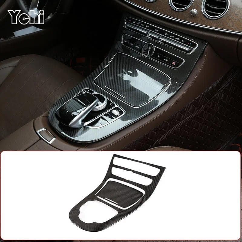 Para Mercedes benz Classe E W213 2016-2020 Fibra De Carbono Real Interior Do Carro Console Central Decoração Painel Guar