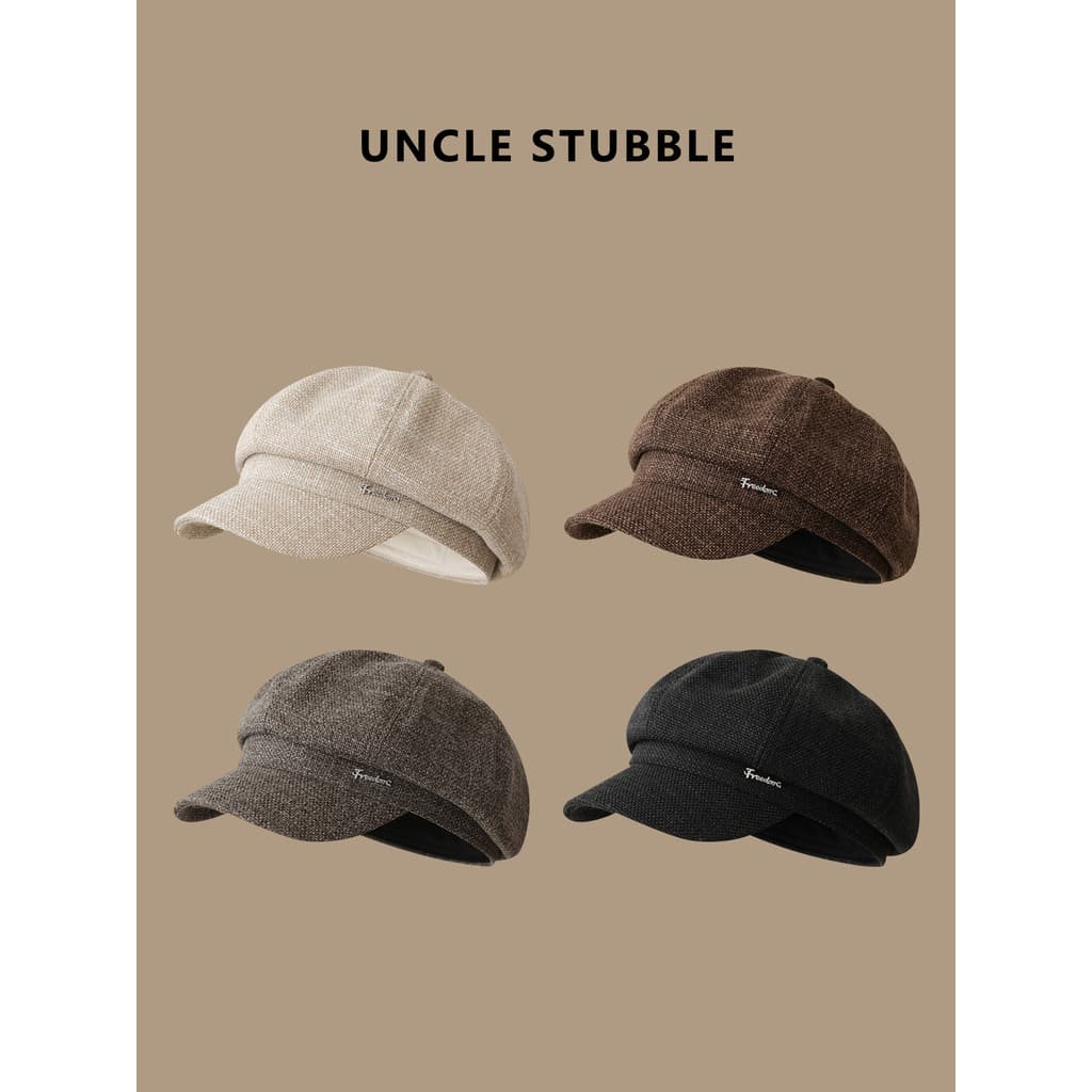 Marrom velho dinheiro estilo octogonal chapéu meninas Retro All-Match Newsboy chapéu 2026 outono inverno estilo britânic