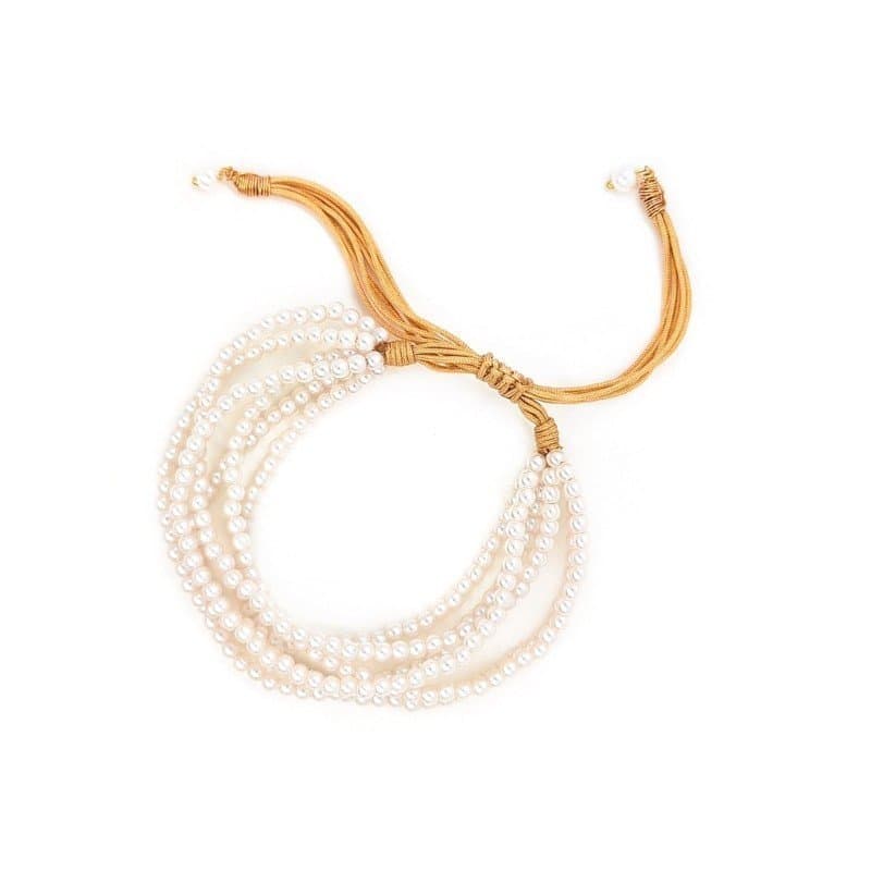 Bom Ajustável Empilhável Imitação De Pérolas Pulseira Multi Camada Design Para Mulher Leve Confortável Verão Praia Je