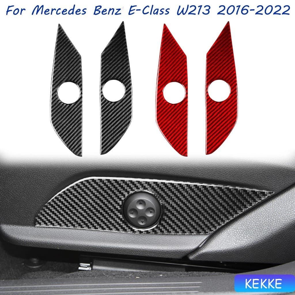 Para Mercedes Benz E-Class W213 2016-2022 Ajuste De Assento Decalque Guarnição Adesivo De Fibra De Carbono Real Acessóri
