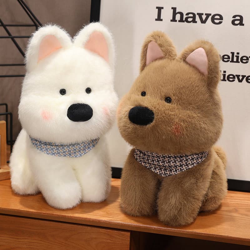 West Highland filhote de cachorro boneca brinquedo de pelúcia babador cão boneca namorada dormir travesseiro presente an