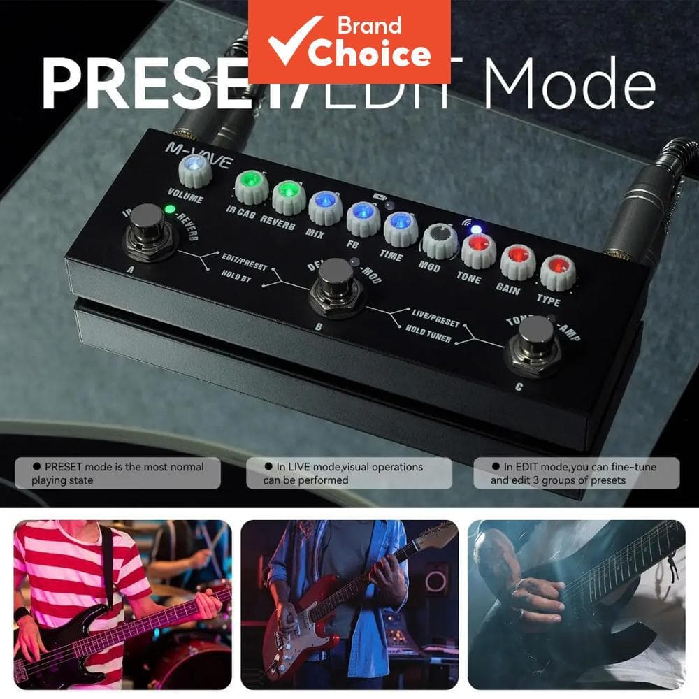 Série de Pedais Processador de Efeitos M-VAVE 3 Modelos para Guitarra Elétrica/Baixo ou Violão Acústico, Simulação de