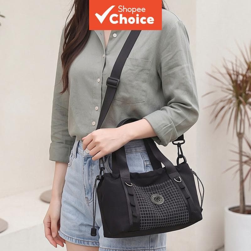 Bolsa tiracolo feminina leve de náilon colorida, bloco de cores, padrão xadrez, mini bolsa tote casual, bolsa de ombro,