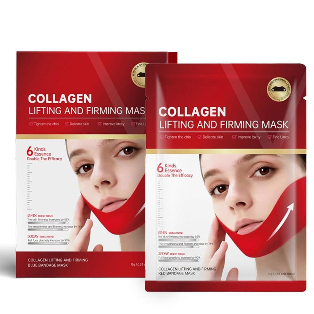 Máscara de Colágeno para Cuidado da Acne e Lifting V-Line, para Cuidado do Queixo Duplo e Linha do Maxilar, Máscara Firm