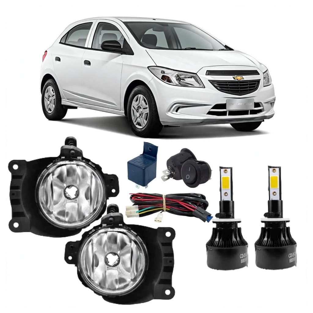 KIT FAROL DE MILHA CHEVROLET ONIX 2013 ATE 2020 E SUPER LED