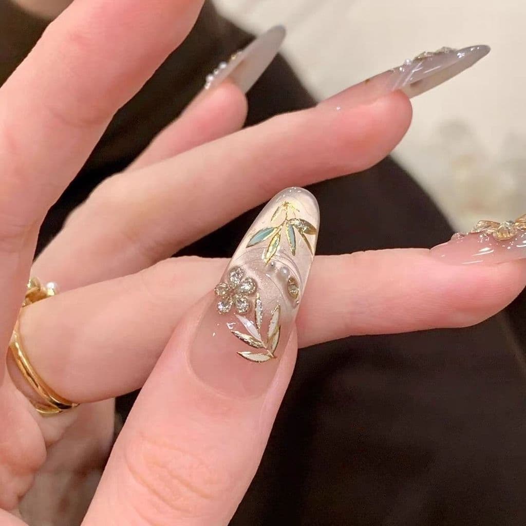 [Yuzhuchun] Novas unhas postiças de estilo chinês com efeito olho de gato em bambu, exalando uma vibração rica e elegant