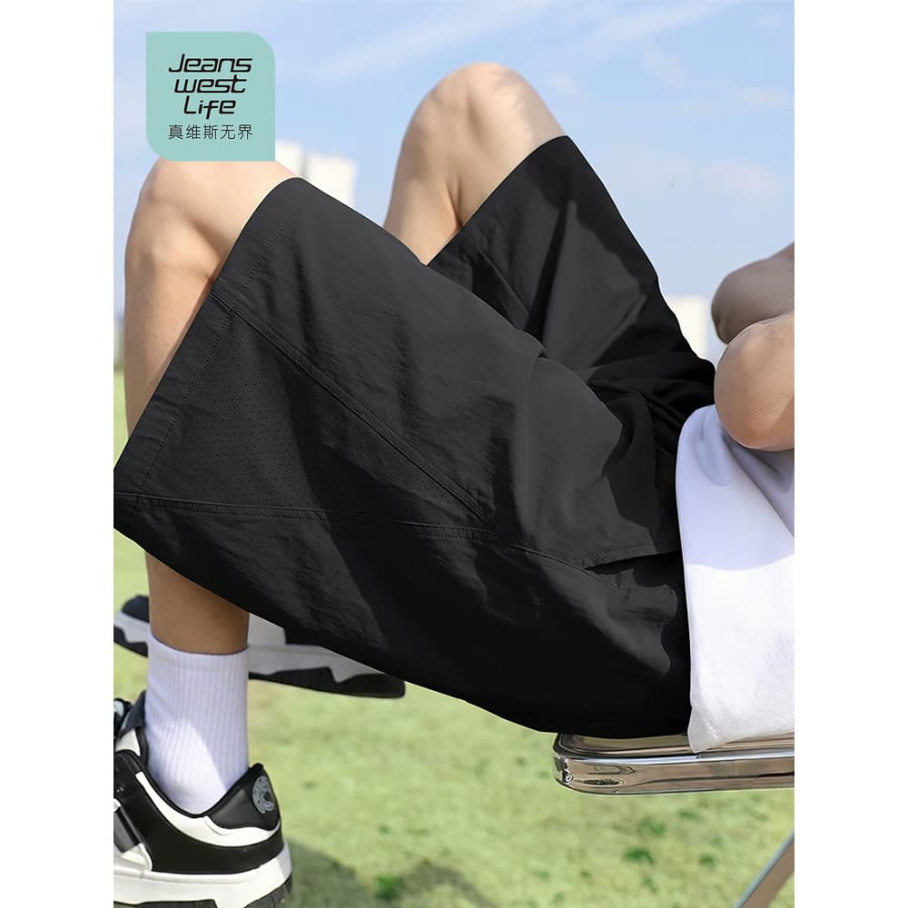Zhenweisi LIF Shorts Preto Masculino Verão Estilo Fino Xiaomi Rugas Calças de Cinco Pontos de Secagem Rápida Calças de P