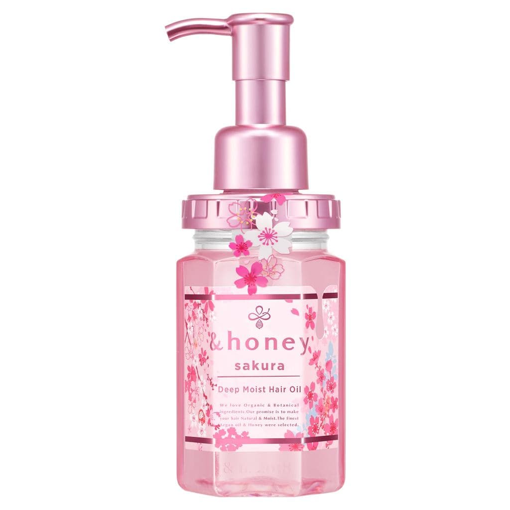 【Edição Limitada Sakura Design 2024】 &honey Deep Moist Beni Sakura Hair Oil 100ml | Óleo Capilar