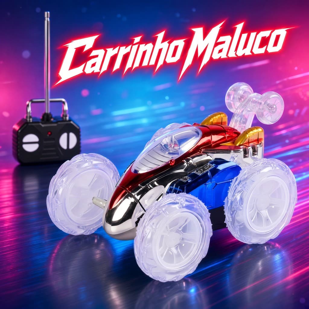 Carro Controle Remoto Infantil Gira 360° com Luz LED Brinquedo Maluco Carrinho de Controle