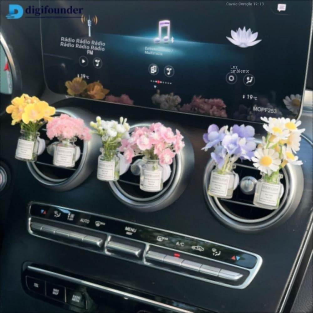 2026DIGIFOUNDER miniaturas decorativas para saída de ar de carro, com estrelas do céu e jasmim, vaso de vidro, mini pais