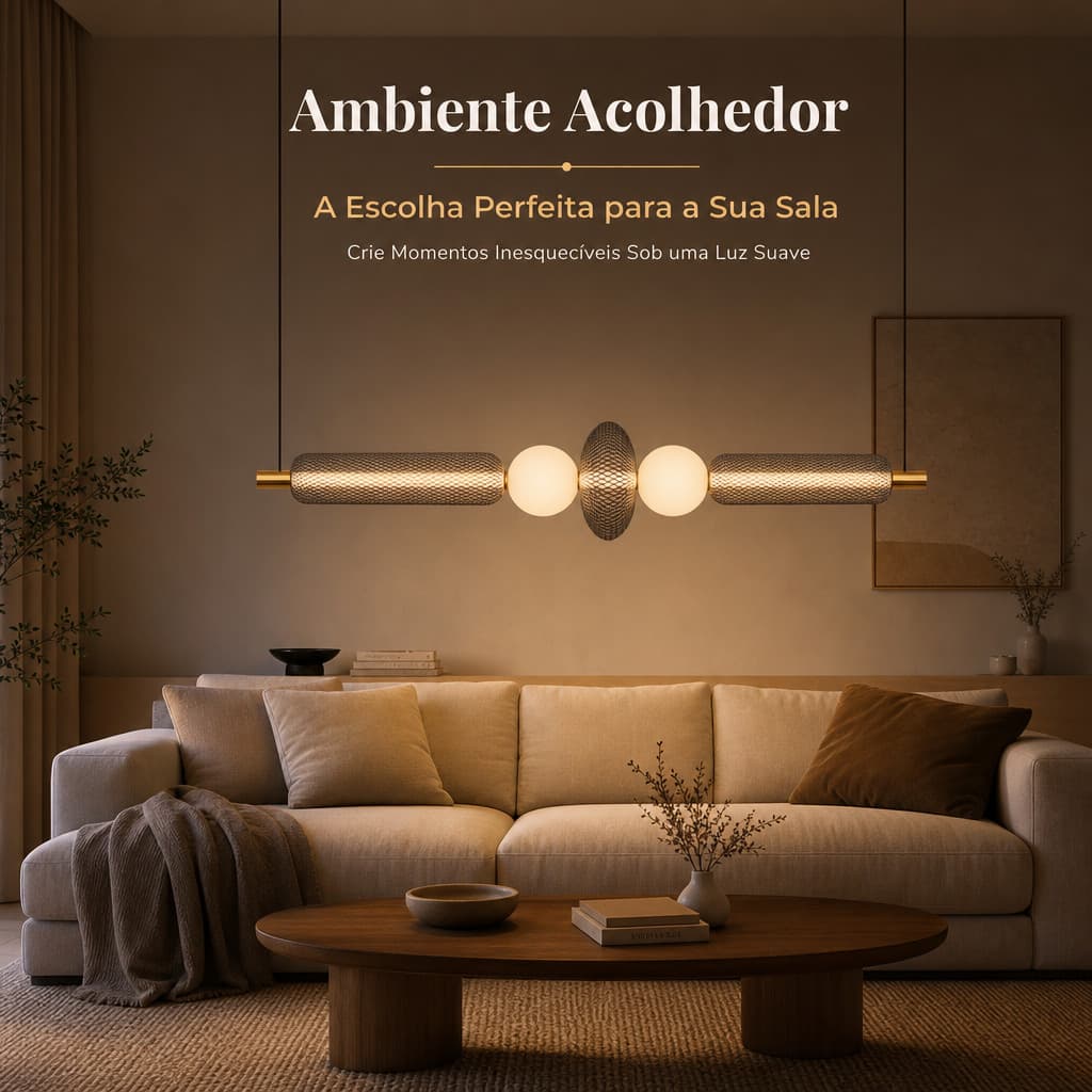 Luminária Pendente Moderna Auréola Estilo Nórdico com Globo Multicolor Gold Decorativa Bivolt