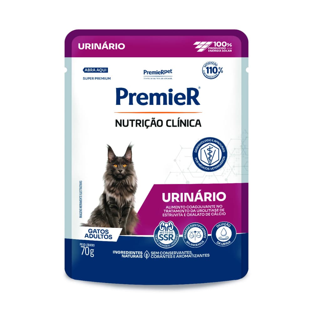 Ração Úmida Premier Sachê Nutrição Clínica Urinário Para Gatos Adultos 70g
