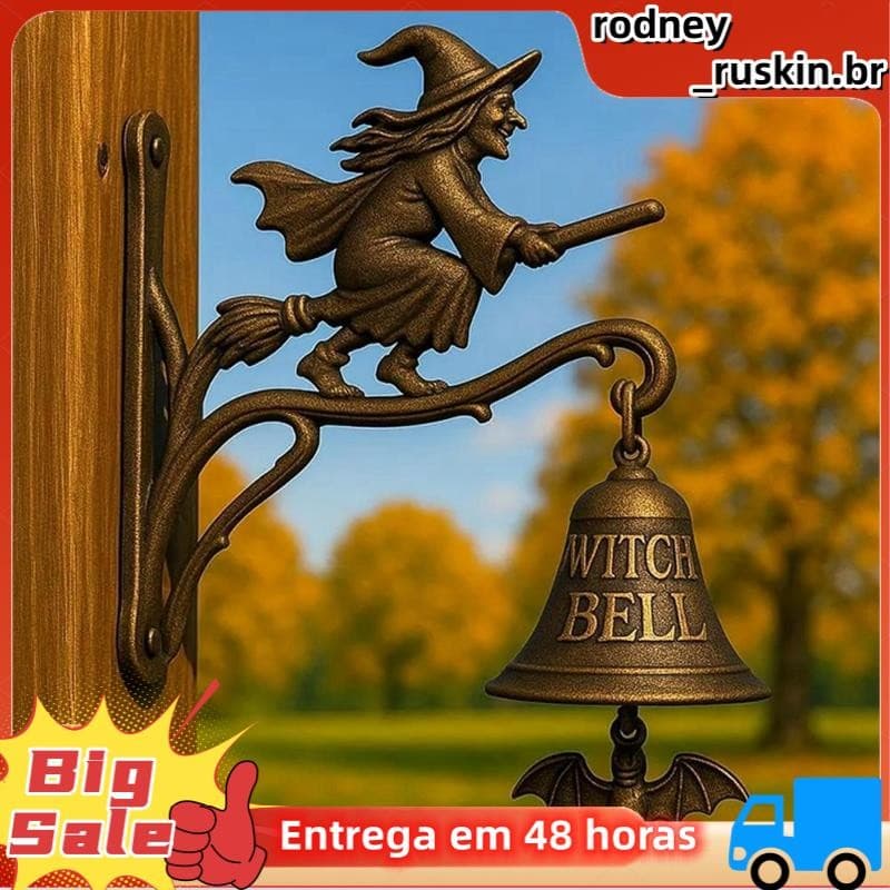 Halloween Bruxa Sino Vintage Metal Campainha Bem-Vindo Casa Entrada Porta Montagem Na Parede Lojista Assustador Decorati