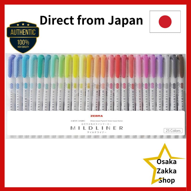 Zebra Mildliner Highlighter 25-Color Set and 40-Color Case Box Set