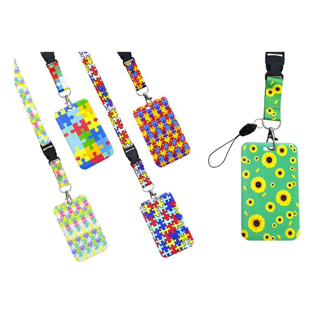 Kit Cordão Autismo com Porta Crachá Identificação Autista
