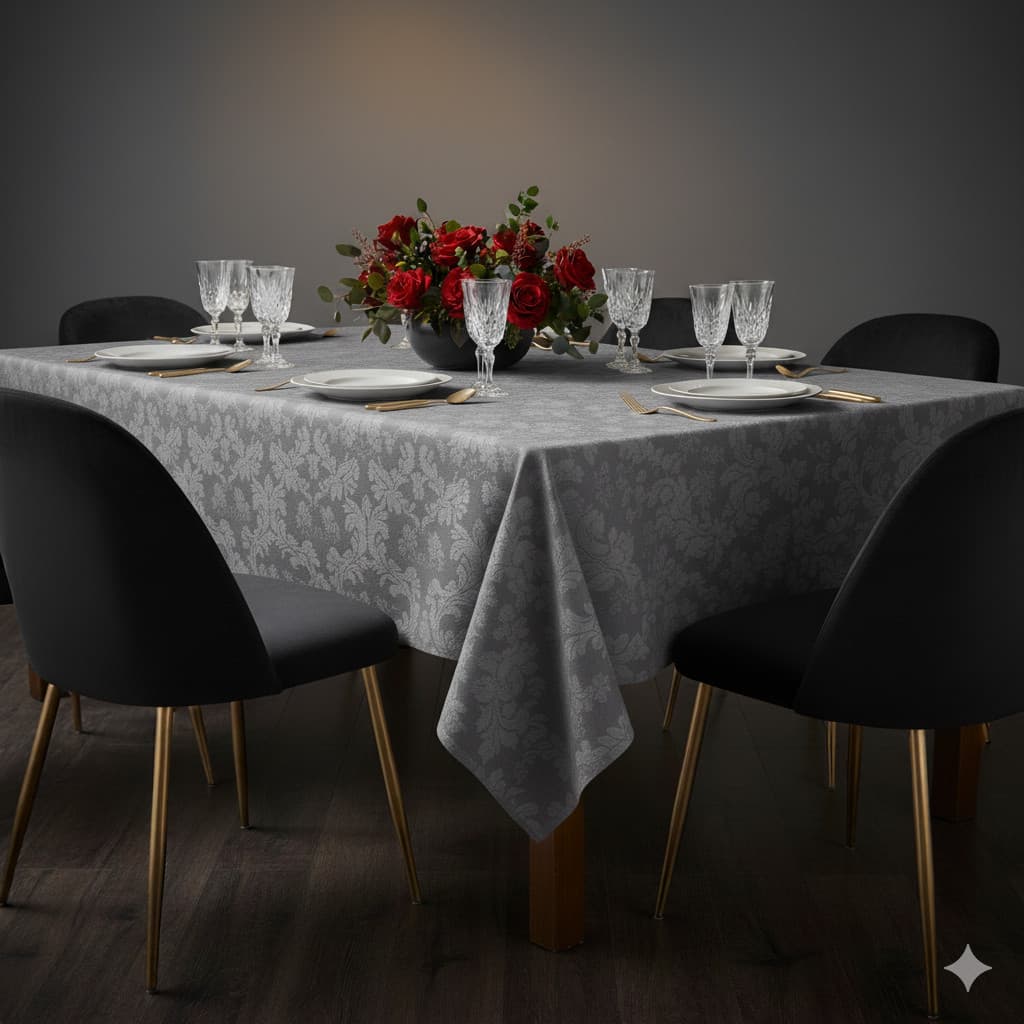 Toalha de Mesa em Tecido Jacquard Para 4, 6, 8 e 10 Lugares Natal, Reveillon, Dia a Dia dmx