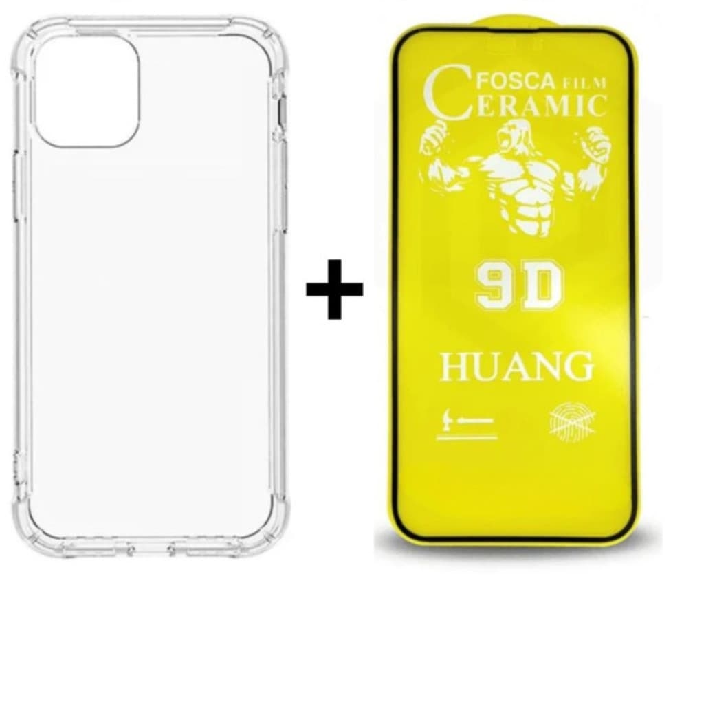 Kit 2 em 1 Capa Space + Película Cerâmica Fosca Compatível iPhone 7 8 X XS 11 12 13 14 15 candy