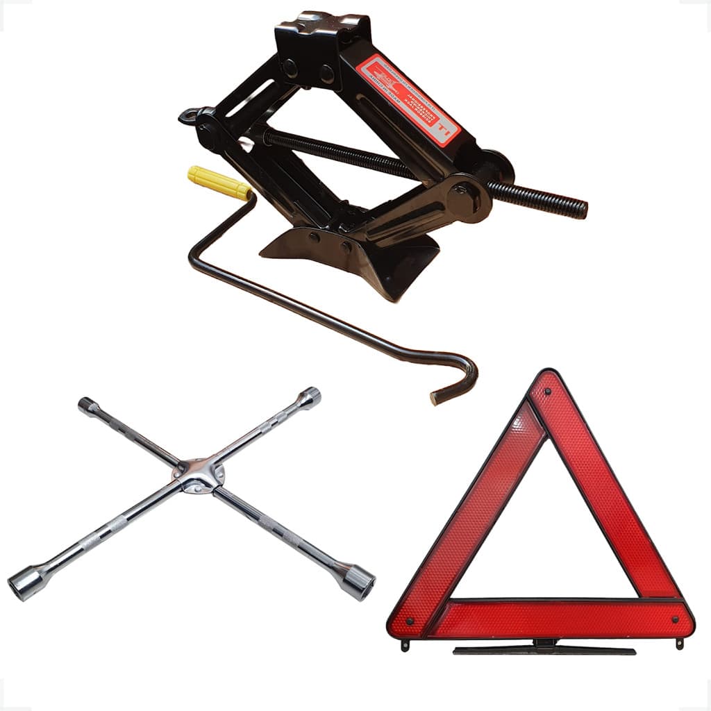 Kit Macaco 1 Ton Sanfona+ Triângulo Sinalizaçao + Chave Roda