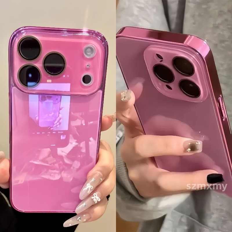 Venda Quente Nova Capa De Telefone Oficial De Vidro Rosa Para IPhone 17 16 15 14 13 12 11 Pro Max Cristal Espelho Galvan