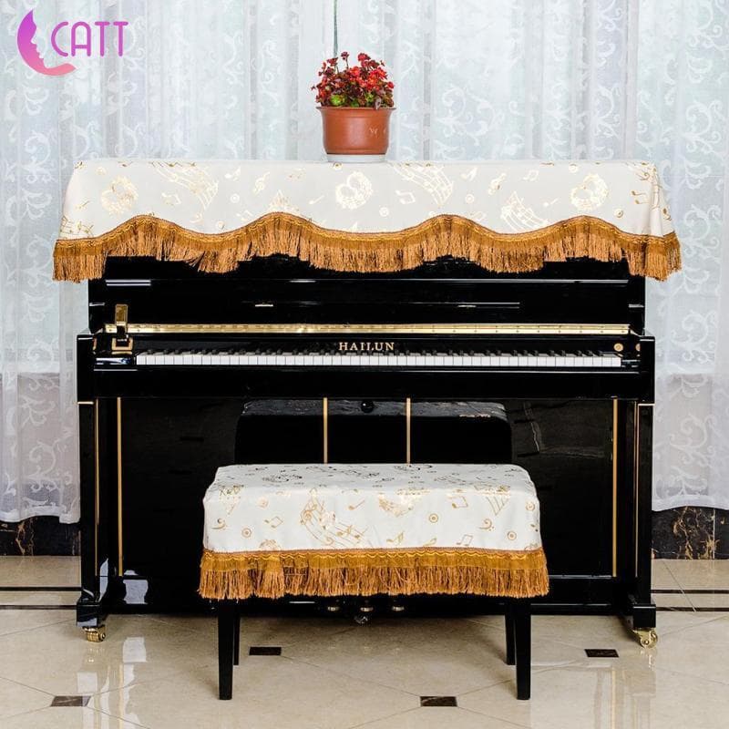 [Dadada2] Capa Para Cadeira De Banco De Piano Pleuche À Prova De Poeira Assento Único Amarelo