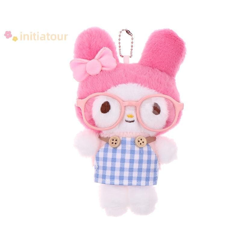 Initiatour Óculos Sanrio Brinquedo De Pelúcia Chaveiro Dos Desenhos Animados Olá Kitty Macio Boneca Pingente Mochila Sac