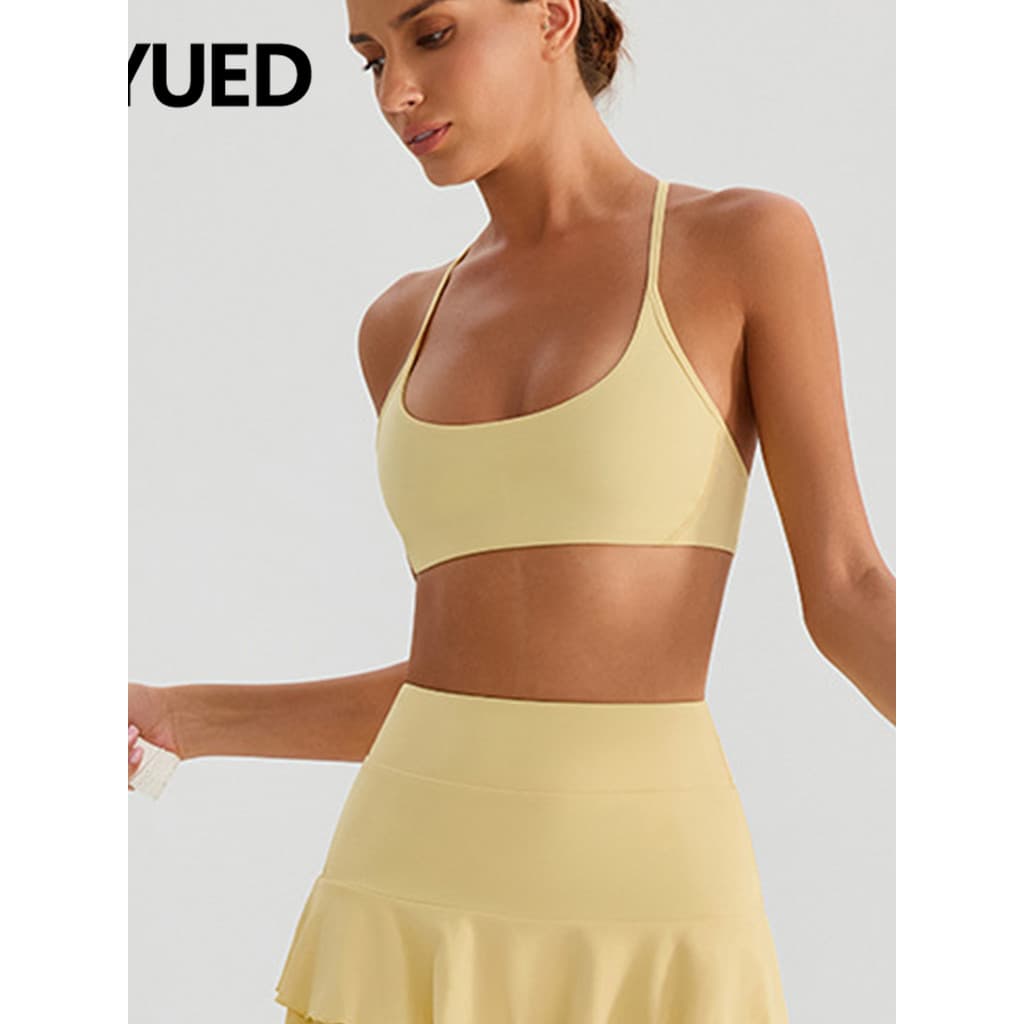 Europeu americano estilingue roupas de yoga exterior Wear correndo Fitness esportes roupa interior nu sentido de secagem