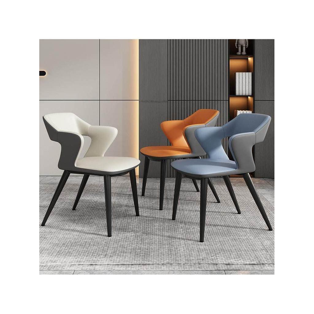 Cadeira de jantar simples italiana, cadeira de mesa de jantar doméstica, encosto, apoio de braço de ferro, couro, lazer,