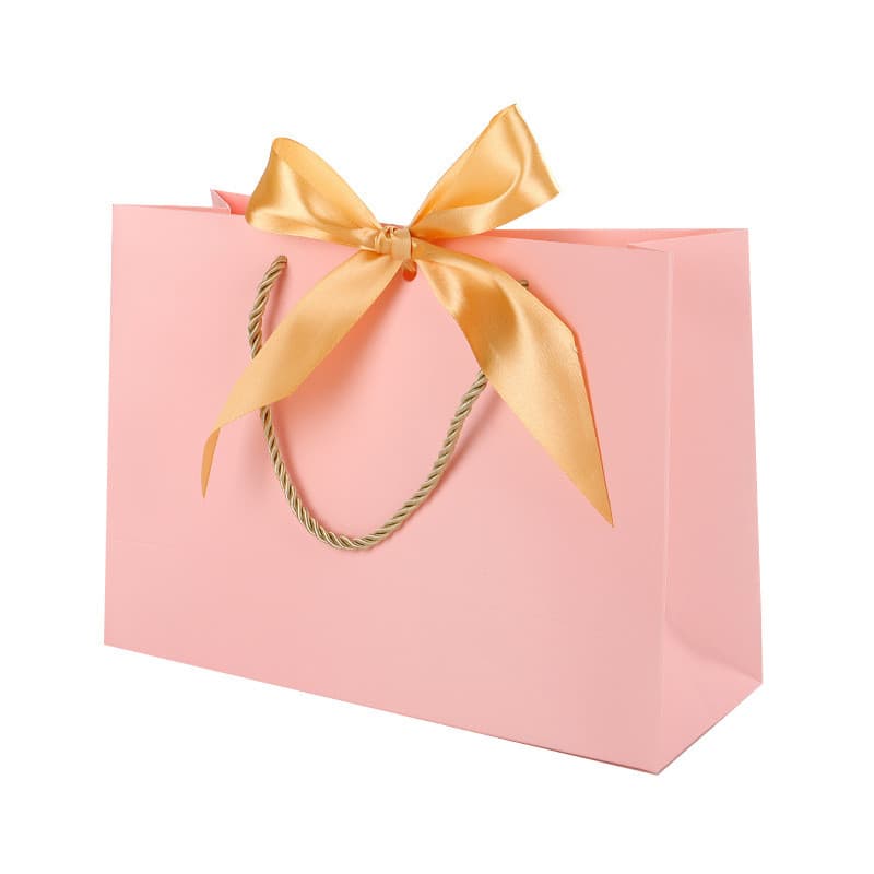 5 Sacos/Pacote Saco De Presente Papel Com Alça , De Embalagem De Cor Rosa Sólida 6 Tamanhos Podem Escolher