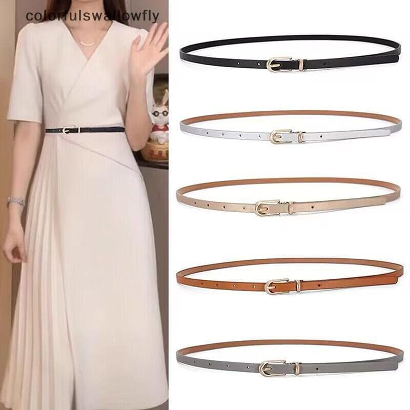 CSF 1PC Cinto Fino Ajustável Para Mulheres-Branco Cinza