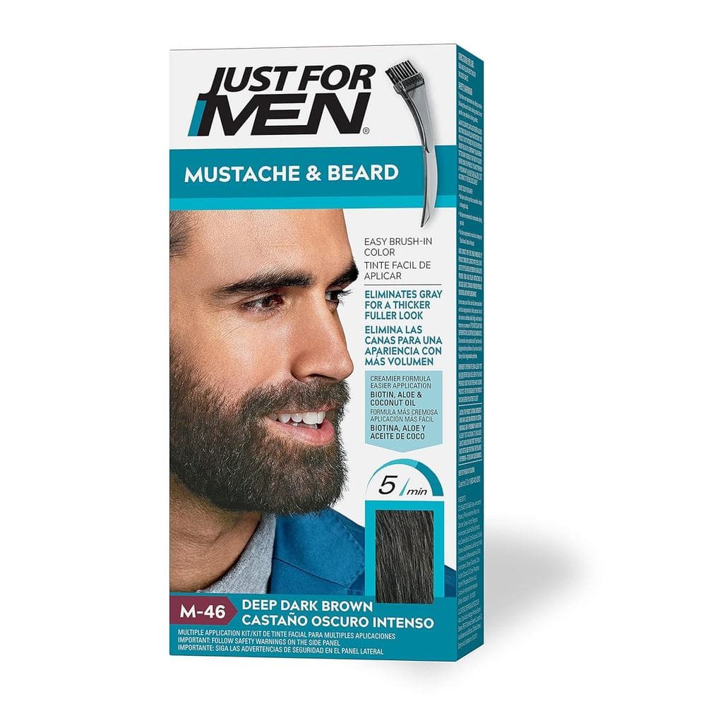 Just For Men Bigode e Barba, Tinta para Barba Masculina de Múltiplas Aplicações com Pincel, Com Queratina, Biotina, Aloe