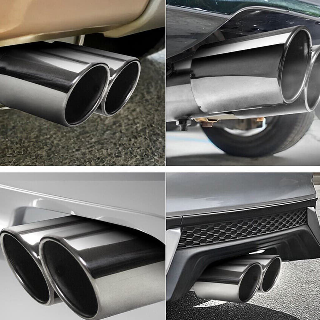 [wisdomt] 1 Peça Universal 62 Mm Ponta De Escape De Saída Dupla Para Carro Em Aço Inoxidável Pontas De Escapamento Preta
